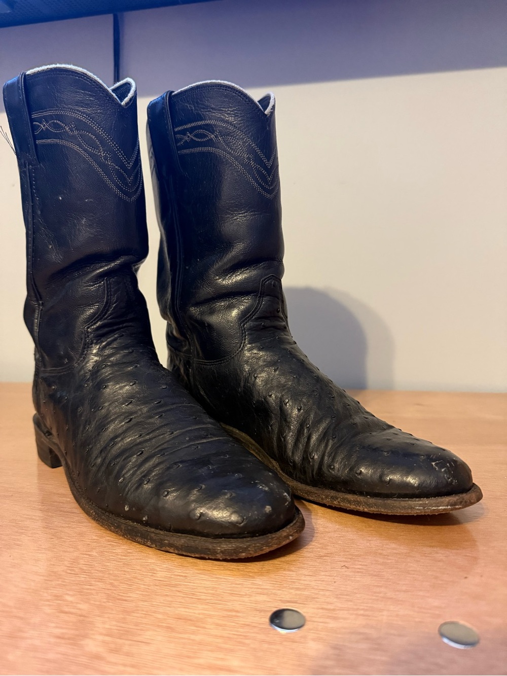 Justin Women’s Ostrich & Leather Roper Cowboy Cowgirl Size 8B Boots